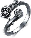 wholesale 925 Sterling Silver Halloween Bat Skull Adjustable Ring Women s Jewelry Gift-0-0