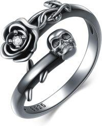 wholesale 925 Sterling Silver Halloween Bat Skull Adjustable Ring Women s Jewelry Gift-Skull