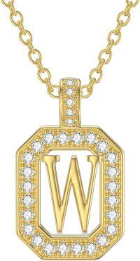 wholesale 14K Gold Moissanite A Z Letter Pendant Necklace for Women 16+2 -W