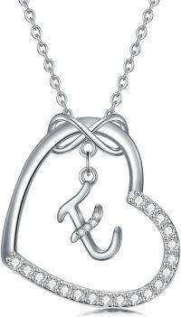 wholesale Sterling Silver Heart Initial Necklace Infinity A Z Letter Necklaces for Women-E