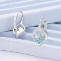 wholesale 925 Sterling Silver Turquoise Heart-Shaped Drop Earrings with Mountain Waves and Celtic Knot Design-0-1