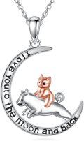 wholesale 925 Sterling Silver Crescent Moon Pendant with Fox and Squirrel Charm Necklace - Love You to the Moon & Back s for Women-0-0
