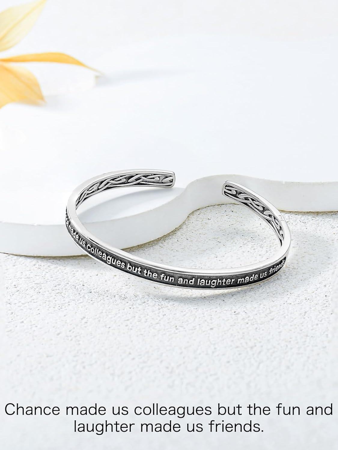 925 Sterling Silver Celtic Knot Engraved Message Bangle Bracelet Friendship Gifts for Women Men-0-2
