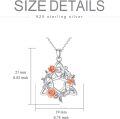wholesale 925 Sterling Silver Rose Floral Trinity Knot Pendant Necklaces for Women-0-4