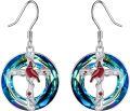 wholesale 925 Sterling Silver Red Cardinal Cross Swarovski Crystal Drop Earrings Gifts for Her-0-0