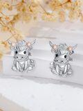 wholesale 925 Sterling Silver Highland Cow & Axolotl Stud Earrings for Women Gifts-0-2