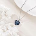 wholesale 925 Sterling Silver Heart Pendant Necklace Platinum Plated Iridescent Rainbow Crystal Beaded Edge-0-8