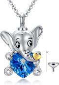 wholesale Sterling Silver Stone Elephant Urn Necklace for Ashes Memorial Jewelry Gift-0-6