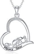 wholesale 925 Sterling Silver Heart Shaped Mama Bear Family Pendant Necklace - Mother's Day Gifts for Women and Moms-0-0