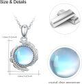 wholesale 925 Sterling Silver Round Rainbow Moonstone Leaf Pendant Necklace for Women-0-2