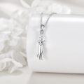 wholesale 925 Sterling Silver Rose Quartz Cat Pendant Necklace for Women Cats Lover-0-3