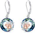 wholesale 925 Sterling Silver Colorful Crystal Squirrel Tree of Life Dangle Earrings for Women-0-0