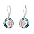 wholesale 925 Sterling Silver Blue Crystal Squirrel Tree of Life Dangle Earrings Wholesale for Women-0-0