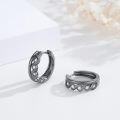 wholesale 925 Sterling Silver Black Viking Rune Huggie Hoop Earrings with Cubic Zirconia for Men & Women-0-1