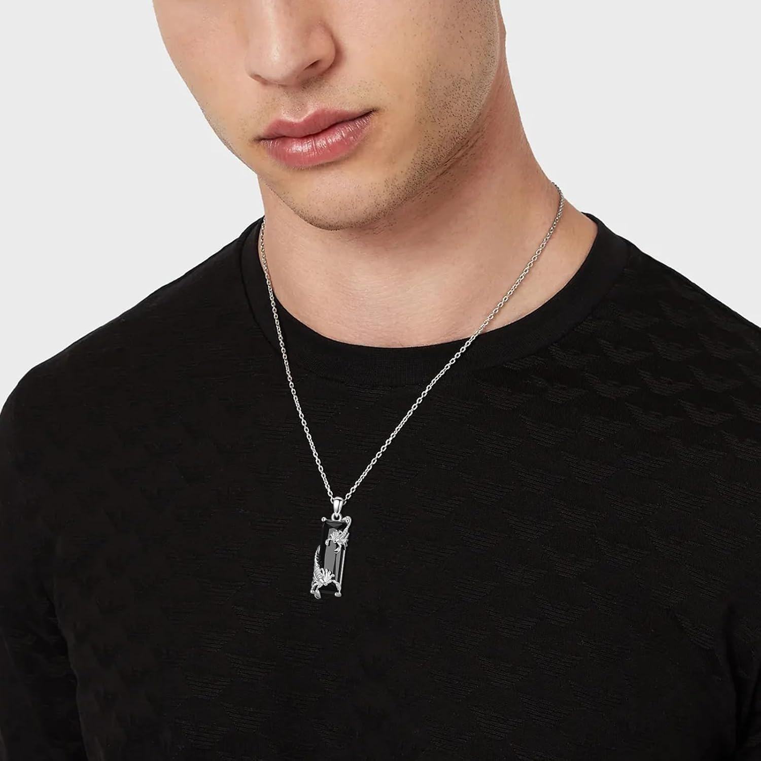 wholesale 925 Sterling Silver Black Onyx Scorpion Pendant Necklaces for Women and Men - Scorpio Zodiac s with Box-0-4