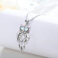 wholesale 925 Sterling Silver Owl Dreamcatcher Pendant Necklace with Moonstone and Star of David Charm for Women's Anniversary Gift-0-2