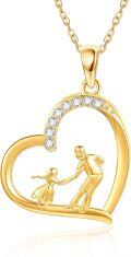 wholesale 14K Solid Gold Nickel-Free Heart Father Necklace, Hypoallergenic High Polish Gift for Women-0-0