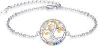 wholesale 925 Sterling Silver Rainbow 7 Chakra Tree of Life Bracelet for Women - Adjustable Spiritual -gold