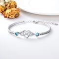 wholesale 925 Sterling Silver Blue Crystal Godmother and Goddaughter Infinity Heart Bracelet-0-1