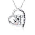 wholesale 925 Sterling Silver Mom Heart Shape Animal Pendant Necklaces for Women Girls Family Love Gift-0-135