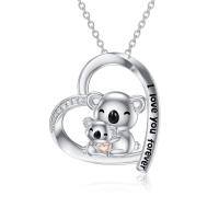 wholesale 925 Sterling Silver Mom Heart Shape Animal Pendant Necklaces for Women Girls Family Love Gift-01-01-Koala