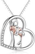 wholesale 925 Sterling Silver Heart-Shaped Rose Gold Plated Elephant Memorial Pendant Necklace for Women-0-0