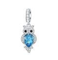 wholesale 925 Sterling Silver Blue Austrian Crystal Owl Pendant Charm Necklace -0-0
