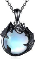 wholesale 925 Sterling Silver Bat Pendant with Blue Stone Chain Necklaces for Women Gothic s-0-0