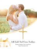 wholesale 14k Gold Cross Necklace With Lab Diamond Accents-0-2