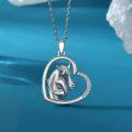 wholesale 925 Sterling Silver Heart-Shaped Horse Head Pendant Necklace - Equestrian s for Women-0-1