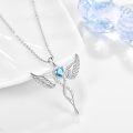 wholesale Sterling Silver Angel Birthstone Necklace with 12 Crystal Gemstones for Women-0-1