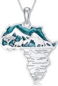 wholesale 925 Sterling Silver African Map Pendant Necklaces with Turquoise Stone and Animal Design Gifts for Men & Women-0-0