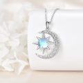 wholesale 925 Sterling Silver Opal Sun and Moon Star Pendant Necklace with Swirls Design-0-2