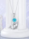 wholesale 925 Sterling Silver Blue Crystal Dolphin Pendant Necklace-0-1
