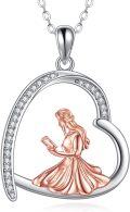 wholesale 925 Sterling Silver Heart Pendant with Dancing Girl Design - Elegant Fashion Jewelry for Women-0-0