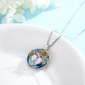 wholesale 925 Sterling Silver Sunflower Tree Of Life Blue Pendant Necklace-0-1