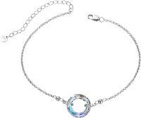 wholesale 925 Sterling Silver Blue Crystal Circle Chain Bracelet for Women s-AB