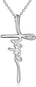 wholesale 925 Sterling Silver Hope Cross Pendant Necklace for Women - Religious Jewelry Christian Gifts-0-0