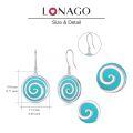 wholesale 925 Sterling Silver Turquoise Spiral Drop Earrings White Gold Plated-0-3