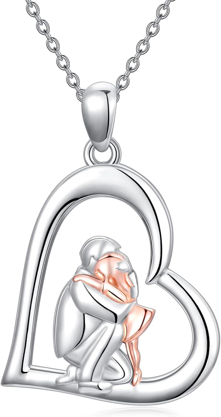 Sterling Silver Sterling Silver Stone Daughter Heart Pendant Necklace from Dad Mom I Love You Forever Jewelry-06-01-Hugging
