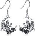 wholesale 925 Sterling Silver Fairy Moon Flower Dangle Drop Earrings for Women-0-0