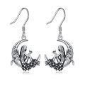 wholesale 925 Sterling Silver Fairy Moon Flower Dangle Drop Earrings for Women-0-0