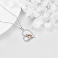 wholesale 925 Sterling Silver Love You Forever Otter & Bear Heart Pendant Necklace for Women-0-2