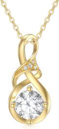 wholesale 14K Gold White Diamond Infinity Love Knot Pendant Necklace for Women and Couples-0-0
