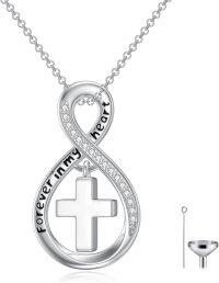 wholesale 925 Sterling Silver Infinity Cross Urn Keepsake Memorial Jewelry for Ashes Cremation Pendant Necklace-Infinity Urn Necklace