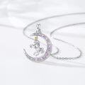 wholesale 925 Sterling Silver Unicorn Moon Necklace Pendant  for Women Mom-0-1