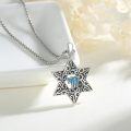 wholesale 925 Sterling Silver Blue Opal Star of David Pendant Necklace Judaica Gifts for Men & Women-0-1