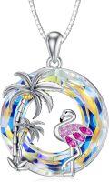 wholesale TOUPOP Flamingo Gifts For Women 925 Sterling Silver Flamingo Necklace Palm Tree Pendant Crystal Flamingo Jewelry Birthday Valentines Day Gifts For Women Her Girlfriend -0-0