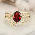 wholesale 14K 18K Solid Gold Oval Gemstone Vintage Leaf Art Deco Bridal Rings Wholesale Set-0-4