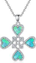 wholesale 925 Sterling Silver Heart-Shaped Green Opal Pendant Necklace with Triquetra Design-0-0